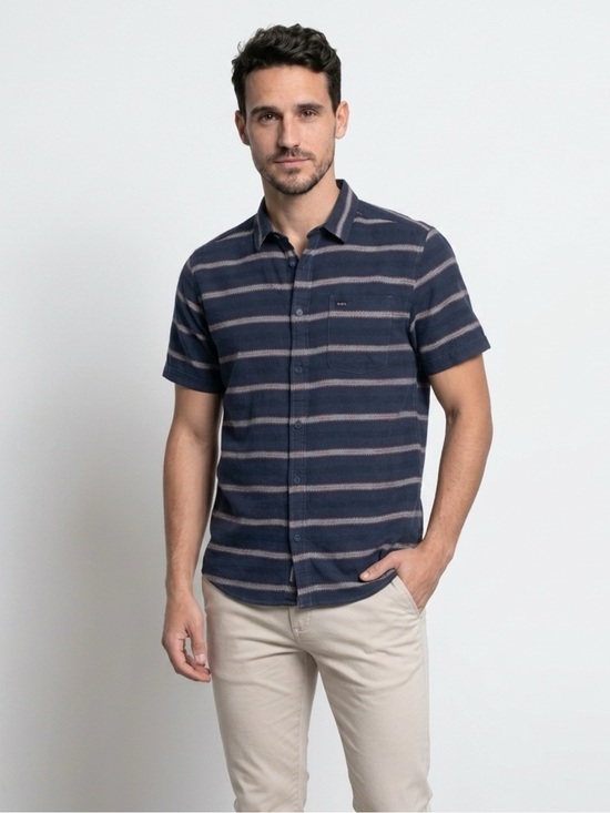 RVCA Other - RVCA Button-Up Shirt Men's Size M Navy Blue Striped Short Sleeve Casual